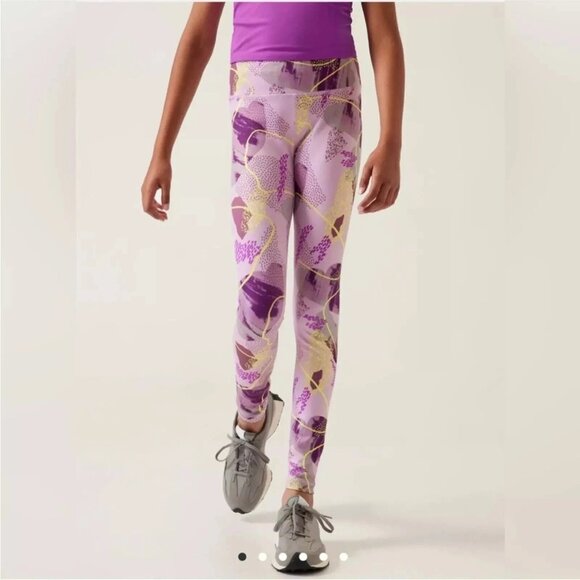 NWT Athleta Girl High Rise Printed Chit Chat Leggings XL/14 - Picture 1 of 9